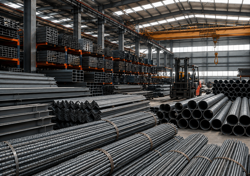 TMT bars and steel sections in stock at Raipur Steel Mart